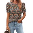 thumbnail image 1 of Blusa Zeagoo elegante con mangas abullonadas con estampado floral para mujer, 1 of 5