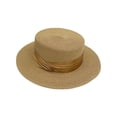 thumbnail image 3 of Woven Straw Boater Hat, Wide Brim Sun Hat for Women and Men, Natural Fiber Panama Hat for Beach, Garden Party, Resort Wear and Summer Outdoor-Khaki, 3 of 3