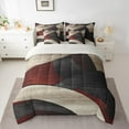 thumbnail image 2 of Manfei Mid Century Abstract Bedding Comforter Set 7-Piece, Gray Red Full Bedding Set, Retro Geometric Fitted Sheet Flat Sheet, Microfiber Bedroom Decor, 2 of 8