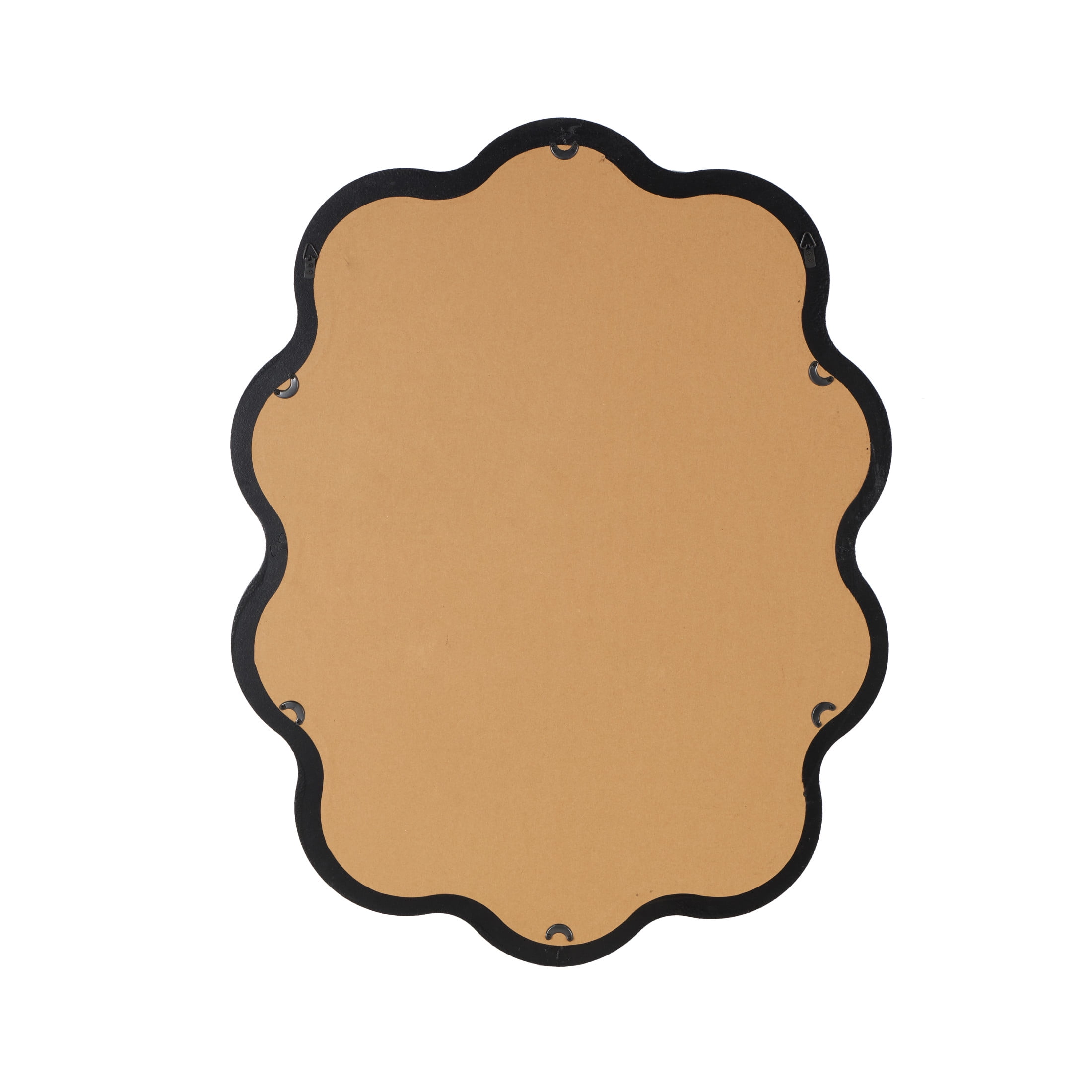 DecMode 31" x 40" Black Handmade Wavy Wall Mirror with Dimensional Carved Frame