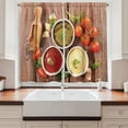thumbnail image 2 of Ambesonne Food Art Kitchen Curtains, Ketchup Mustard Sauces, 55"x24", Red Green and Cream, 2 of 3