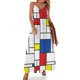 thumbnail image 1 of Vestido geométrico vintage estilo Memphis, vestido largo de moda de los años 80, vestido playero bohemio con escote en V, vestidos largos de tirantes, ropa de calle, vestidos oversize, 1 of 7
