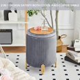 thumbnail image 4 of Mxfurhawa Round Ottoman Set of 2,Upholstered Footrest Stool Support 300lbs,Modern Padded Seat Foot Stool Coffee Table,Vanity Stool with Storage and Metal Legs for Living Room (Grey), 4 of 13