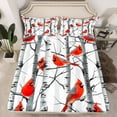 thumbnail image 2 of Erosebridal Cardinal Bird Bed Sheets Full, Birch Branches Bedding, Microfiber, 2 of 6