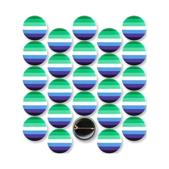 LGBTQ MLM Gay Pride Flag Pinback Buttons - 1 Inch Round - 25 Pack