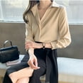 thumbnail image 5 of Lenpel Women's Dressy Casual Blouses Long Sleeve V Neck Solid Color Business Work Tops Trendy Spring Fall Outfits, 5 of 5
