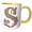 Yellow/White, variant on 3drose, Pink and Image of Gold Floral Monogram Initial S, 11oz Mug