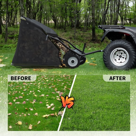 Thehsnt 44" Tow Behind Lawn Sweeper, Large Capacity Heavy Duty Leaf Collector with Rubber Wheels