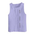 thumbnail image 3 of Womens Tank Tops, Womens Tank Top, Womens Solid Color Tank Top with Round Neck Faux Cotton and Linen Button Design and A Sense of Top with Round Neck Tank Tops, 3 of 3