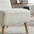 thumbnail image 6 of Armless Accent Chair, Upholstered Chair, Chenille Accent Chair with Rubber Wood Legs, Ivory for Living Room, Bedroom, Office, 6 of 11
