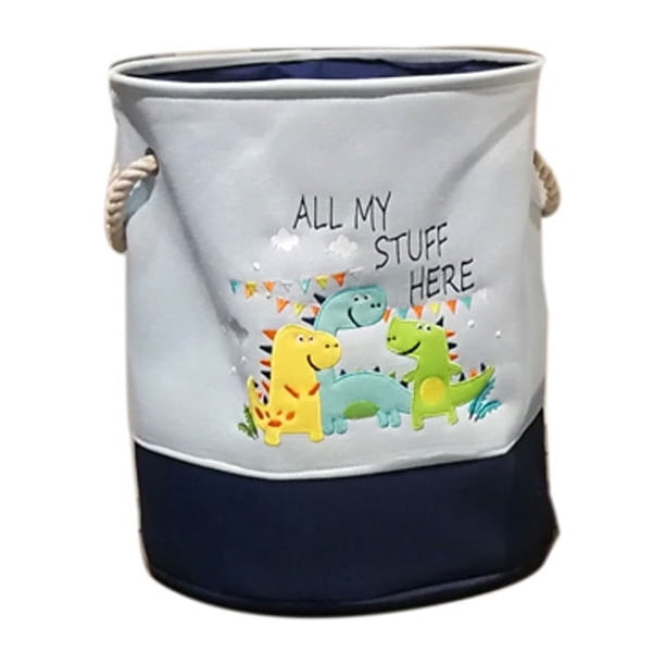 Cesta de almacenamiento para habitación infantil, grande y plegable, para ropa y juguetes, dinosaurio/azul