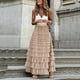 thumbnail image 5 of Falda larga de verano para mujer, elástica, de cintura alta, estilo informal, de malla, a la moda, con pliegues y abullonada (XL), 5 of 5