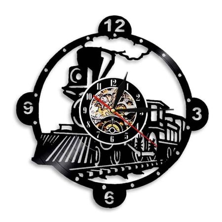 Steam Locomotive Train Wall Clock Vintage Steam Engine Vinyl Record Clock Train Locomotive Wall