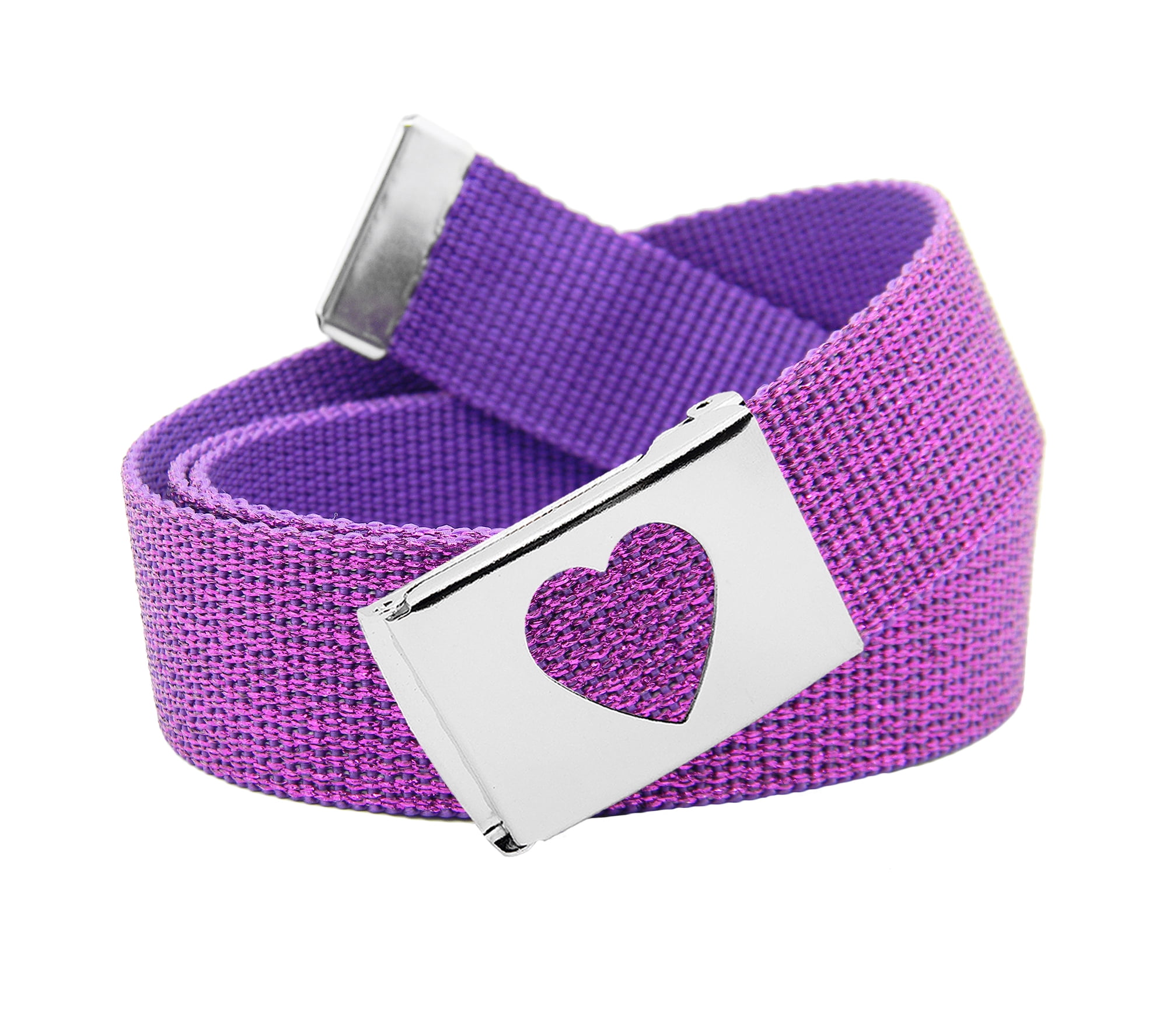 Build A Belt Women's Silver Flip Top Heart Belt Buckle with Canvas