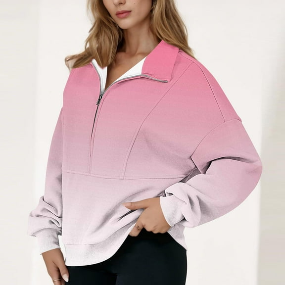 Women’s Long Sleeve Half Zip Hoodie Pullover Casual Loose Fit Sweatshirt for Everyday Wear
