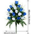 thumbnail image 2 of Artificial Cemetery Flowers, Grave Decorations Roses, Memorial Flowers Bouquet with Cemetery Vase, Sets (Blue), 2 of 5