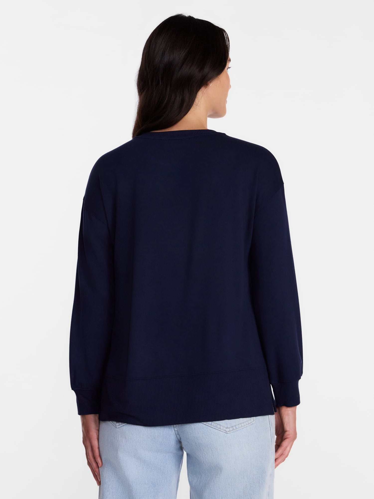 Time and Tru Women's and Women's Plus French Terry Tunic Sweatshirt, Sizes XS-XXXL