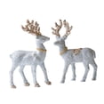 thumbnail image 3 of CoudarTitie 2 Pieces Christmas Reindeer Statues Sculptures for Bookcase Cabinet Tabletop Silver, 3 of 9