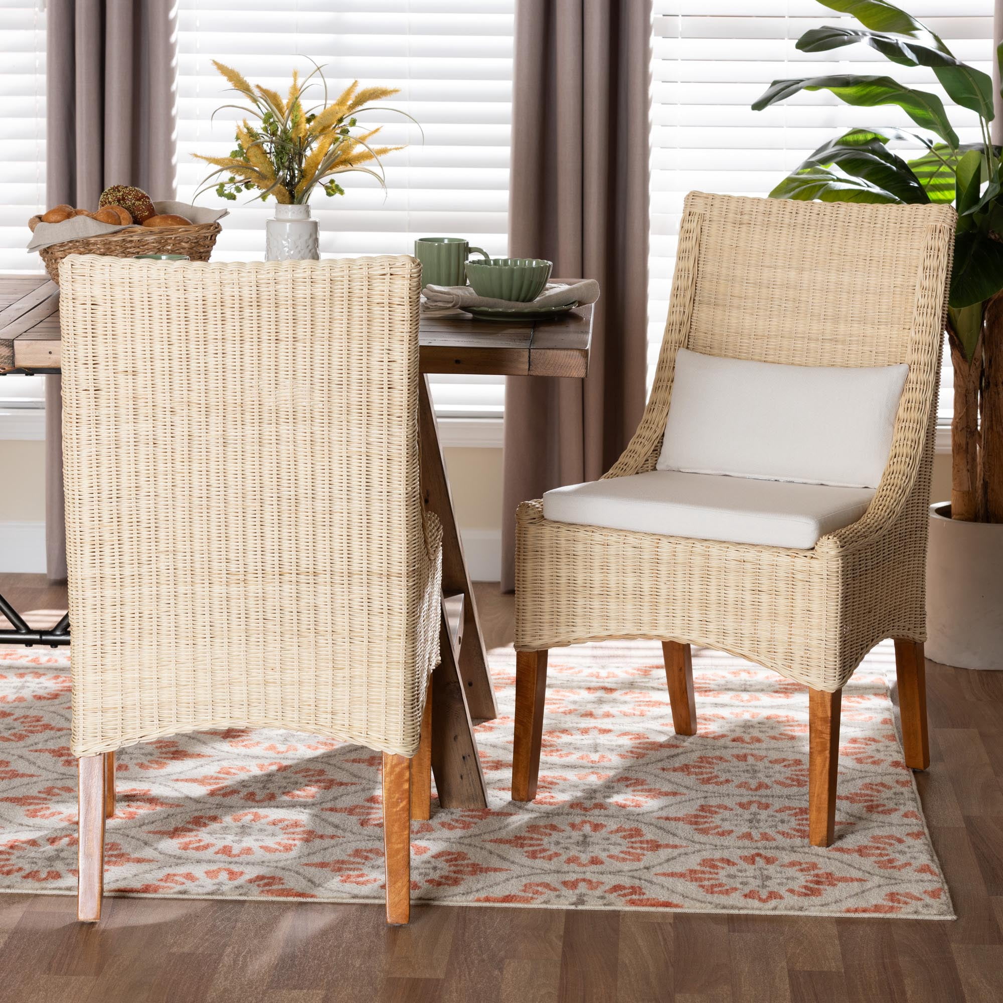bali & pari Haybourne Boho Dining Chair, 2-Piece, Natural Rattan