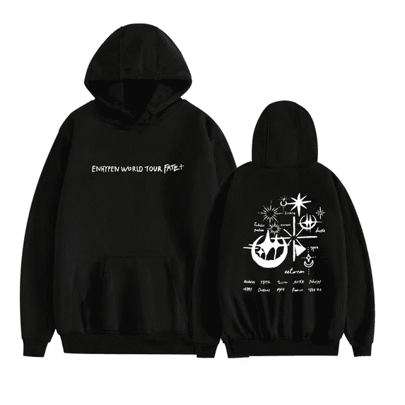 Enh-ypen Merch Unisex Oversized Fleece Graphic Hoodie - Vintage Print Kangaroo Pocket Long Sleeve Casual Streetwear