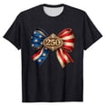 thumbnail image 4 of Womens 250th Anniversary Usa Shirt 250 Anniversary Usa Flag Independence Day Freedom T-Shirt Crew Neck Trendy America Pullover Tops, 4 of 4