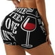 thumbnail image 1 of Balery Wine Funny Pantalones cortos de entrenamiento estampados para mujer, sin costuras, ajustados, para gimnasio, yoga, correr, deportes, ejercicio activo, fitness.-X-Large, 1 of 8