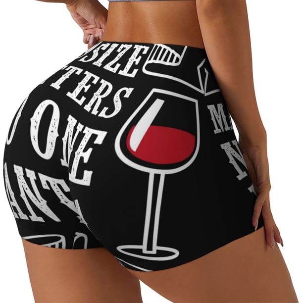 Balery Wine Funny Pantalones cortos de entrenamiento estampados para mujer, sin costuras, ajustados, para gimnasio, yoga, correr, deportes, ejercicio activo, fitness.-X-Large