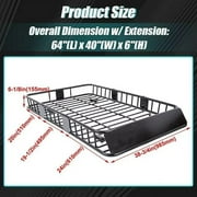 Kojem 64 Universal Roof Rack Basket, Expandable Cargo Carrier, Car Top Luggage Storage Holder, SUV 250Lbs Black
