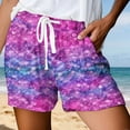 thumbnail image 2 of Arlun Womens Trendy 3D Fish Scale Printing Beach Shorts 2026 Fashion Vacation Outfit Ladies Drawstring Waisted Soft Comfortable Loose Wide Leg Casual Shorts 6-Pink S, 2 of 3