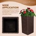 thumbnail image 4 of Set of 2 Large 24-Inch Outdoor Planters, Brown Tall Plastic Flower Pots with Drainage Holes, Modern Tapered Garden Planter for Porch Patio Balcony Backyard, 4 of 6