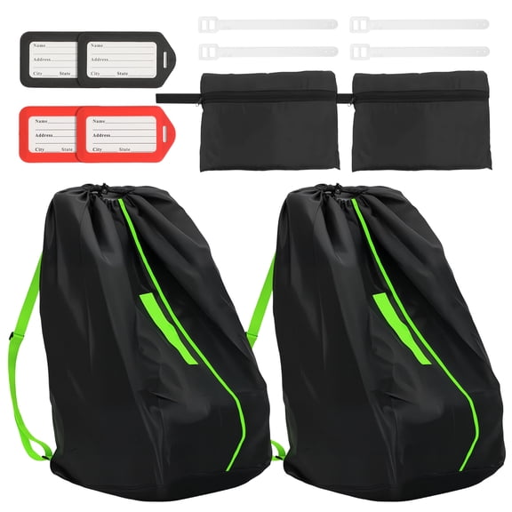 2Pack Car Seat Bags For Airplane Trave Gate Check Bag, Durable Travel Bag with Shoulder Straps and 4pcs Luggage Tags For Airplane