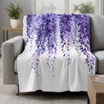 thumbnail image 2 of Purple Eucalyptus Leaf Blanket Soft Cozy Warm Throw Blanket for Couch, Plush Fuzzy Flannel Fleece Blankets for Sofa, Spring Botanical Watercolor Bed Blankets Lightweight Gifts for Women, 50"x80", 2 of 9