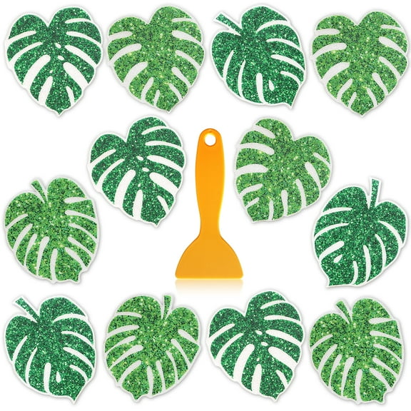 12 pcs of attractive and lovely green leaf anti-slip stickers, suitable for safety bathtubs, around swimming pools, shower floors, and staircases. The stickers are easy to use with a scraper