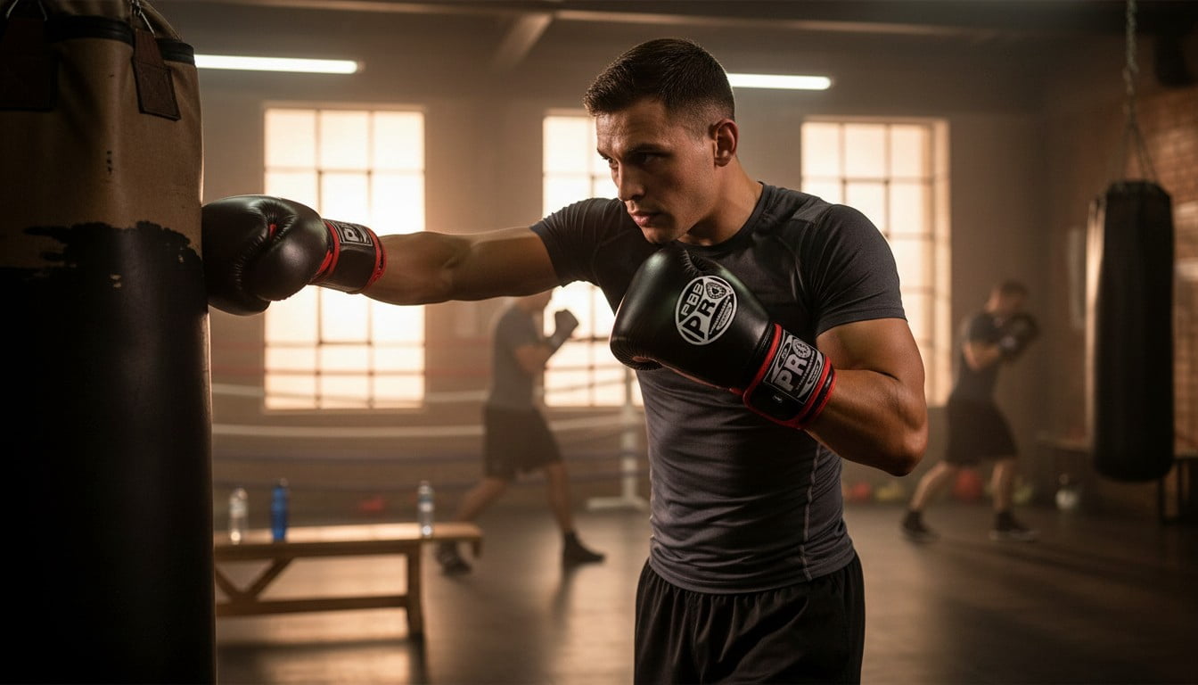 ProBoxing® Leather Boxing Gloves – (Black & Red) (8oz) Training Boxing Gloves for Boxing, MMA, Muay Thai & Sparring – Durable Genuine Leather, Wrist Support, Impact Protection