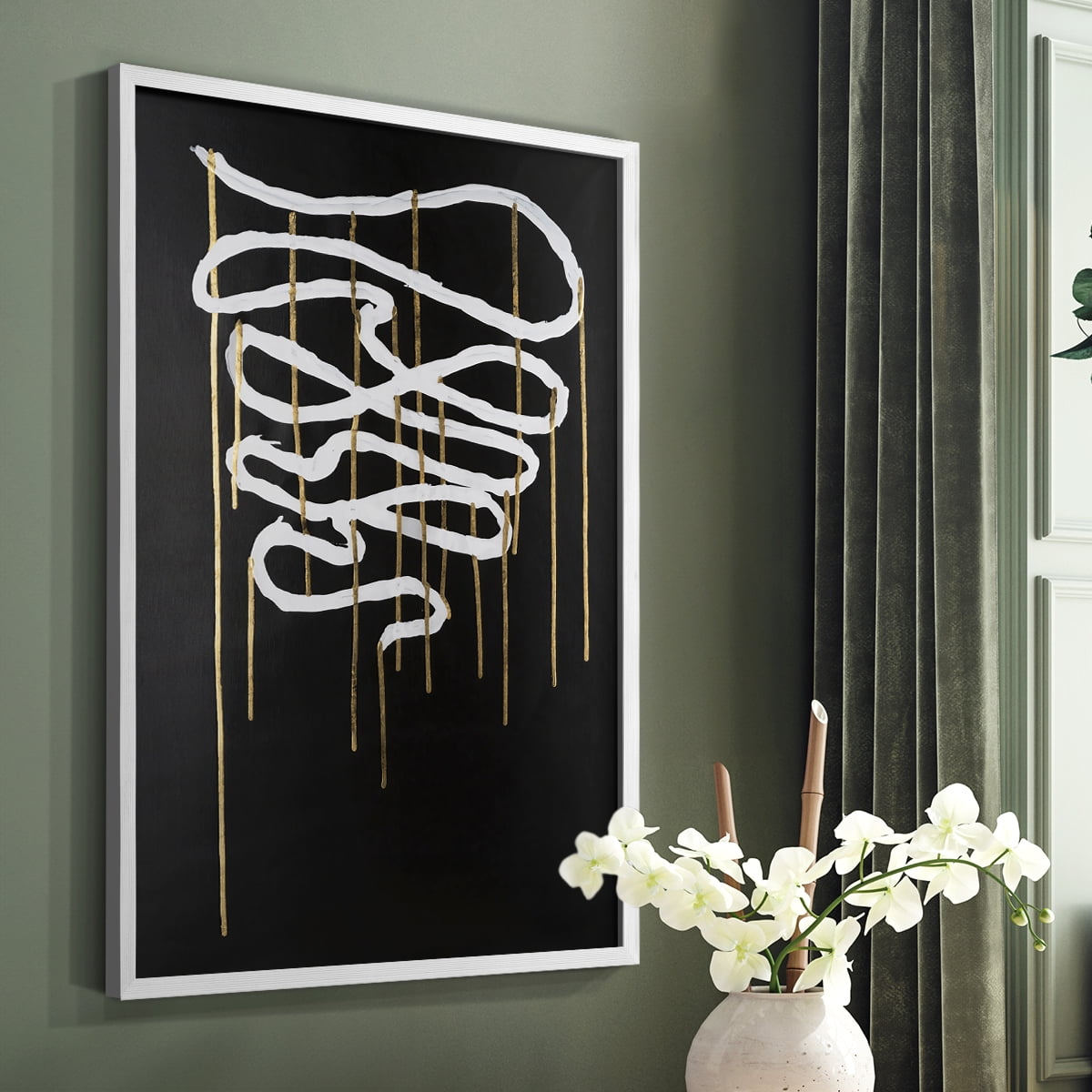 Weeping Ribbon II Framed Print in White Solid Wood 8 x 10 Framed Print
