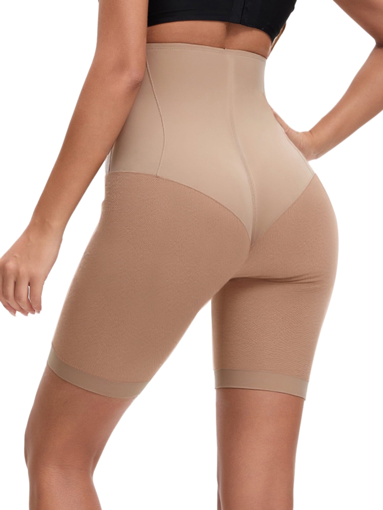 Unique Bargains Women's Tummy Control Thigh Slimmers Slip Shorts L Beige