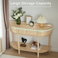 thumbnail image 3 of PHOYAL Fluted Half Oval Console Table with Drawers and Storage, Wooden Semi Elliptic End table with Shelf for Living Room, Half Round Side Table for Entryway Hallway, Beige, 3 of 7