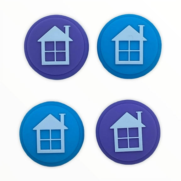 JenDore Blue Purple House 4Pcs Silicone Thumb Grip Caps for Nintendo Switch