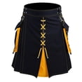 thumbnail image 3 of FRSASU Modern Two-Tone Utility Kilt for Men | Work & Fashion Kilt with Detachable Pockets & X-Lace Design Traditional Highland Tartan Utility Kilt Scottish Mens Kilt Yellow, 3 of 4