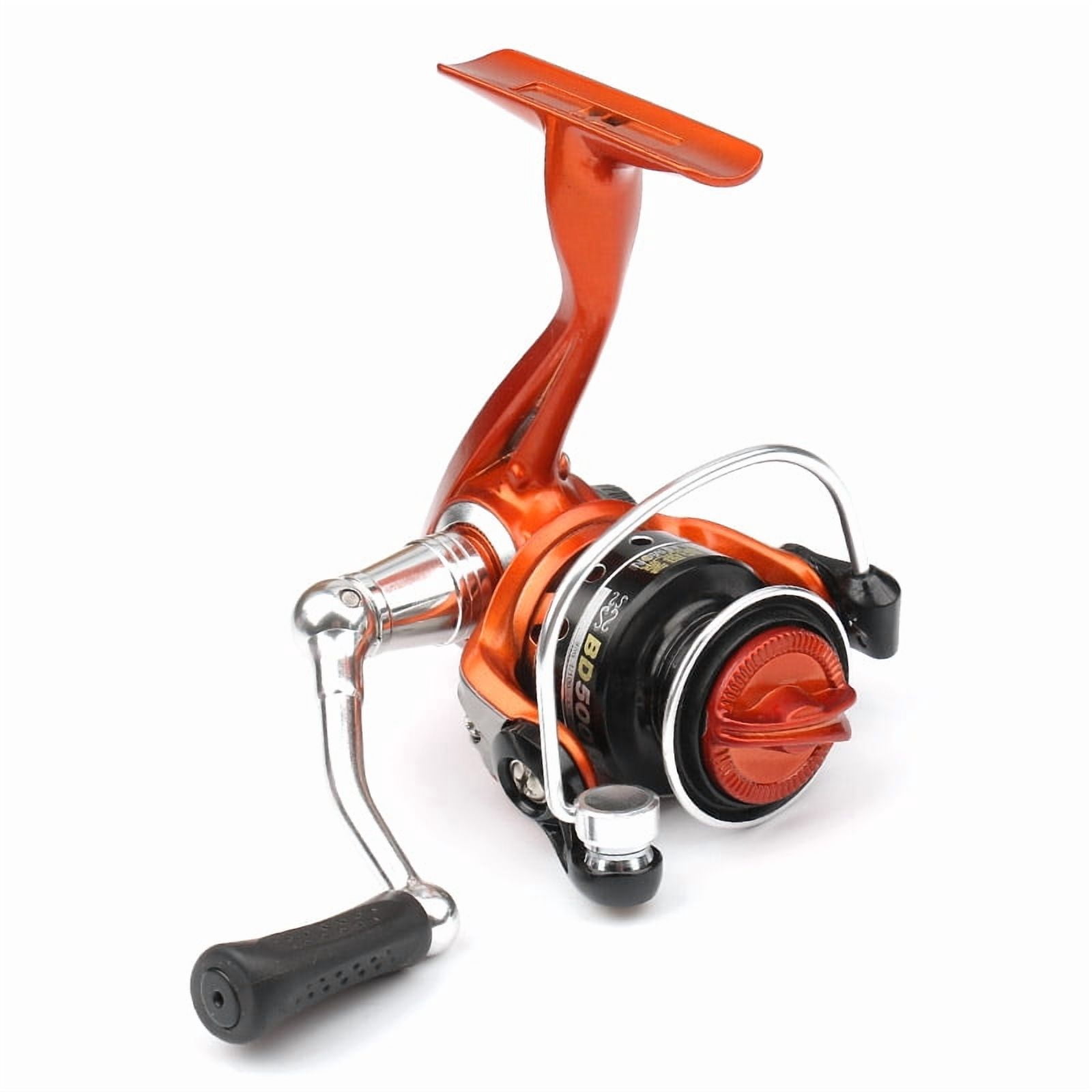 Mini 500 metal wire cup and long wheel foot spinning wheel Ultra small portable rocker fishing wheel rim round fishing reel