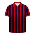 thumbnail image 4 of VgaVtl Summer Polo Shirts Men Short Sleeve Big and Tall Shirts for Men Running Casual Striped Button Red Shirts, 4 of 7
