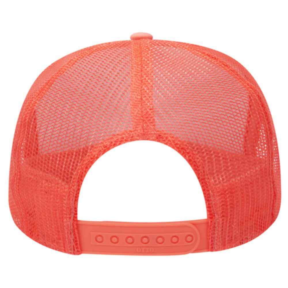 Couver 5 Panel High Crown Front Split Mesh Polyester Foam Trucker Hat, Coral White Coral, 12 Count