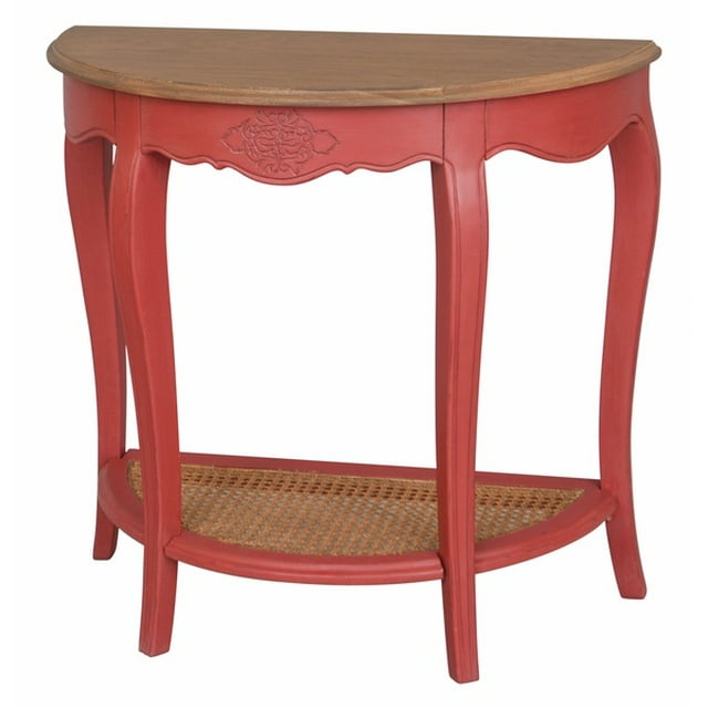 Ashbury Stradivarius Oak Veneer Half-moon Wall Table -Antique Red