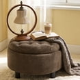 thumbnail image 3 of CQSXDA Versatile Upholstered 25 Inch Round Ottoman with Removable Top and Tray for Coffee Table Use in Living Rooms and Bedrooms, Coffee, 3 of 9