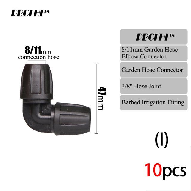 Conector de manguera de jardín de 3/8 "a 1/4", 8/11 a 4/7mm, bloqueo de púas en T, tapones de extremo de codo recto, adaptador de tubería, accesorio de irrigador, 10 Uds.