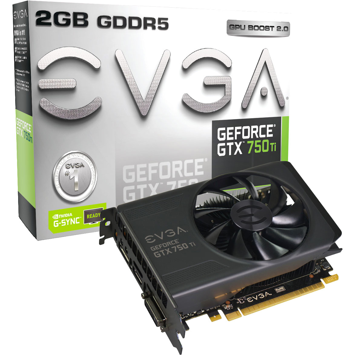 EVGA GeForce GTX 750 Ti - Graphics card - GF GTX 750 Ti - 2 GB GDDR5 - PCIe 3.0 x16 - DVI, HDMI, DisplayPort - image 2 of 7