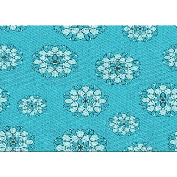 Ahgly Company Indoor Rectangle Patterned Dark Turquoise Green Area Rugs, 3' x 5'