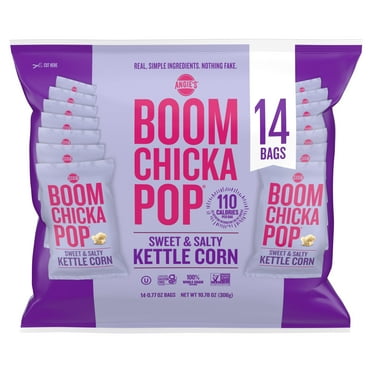 Angie's BOOMCHICKAPOP Sweet & YPF5 Salty Kettle Corn Popcorn 14ct Multi-Pack, (14) .77 oz Individual Bags