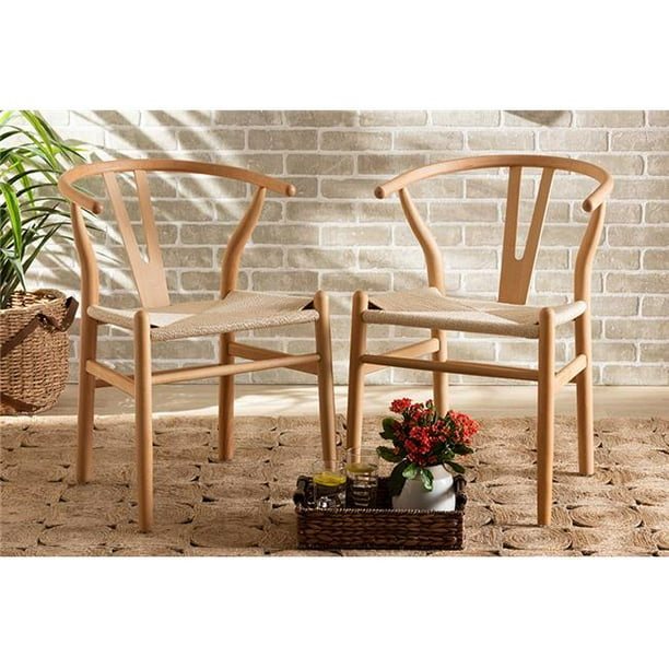 Baxton Studio Y A N Brown Rope Wishbone Chair Paxton Modern