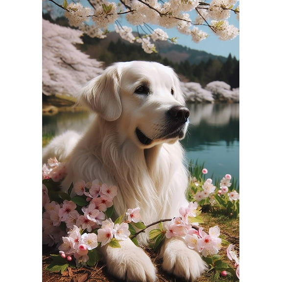 Golden Retriever White - Best of Breed DCR Spring Garden Flag 12" x 17"
